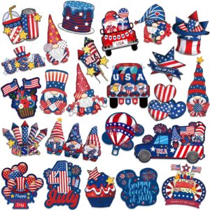 24 pieces patriotic refrigerator magnets 4th of july gnome magnets usa flag independence day decorative car fridge magnetic stickers memorial day magnets decorations for metal door mailbox car decor