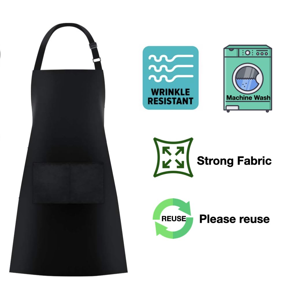 Urby Aprons for Women with Pockets Plus Size Apron XL XXL or Waist W40+, Extra Large and Long also Fits Big and Tall Men,Heavy Duty Durable Reusable Material, Waterproof. Black 2pack…