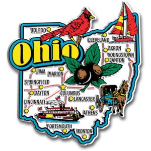 ohio jumbo state magnet by classic magnets, 3.3" x 3.6", collectible souvenirs made in the usa