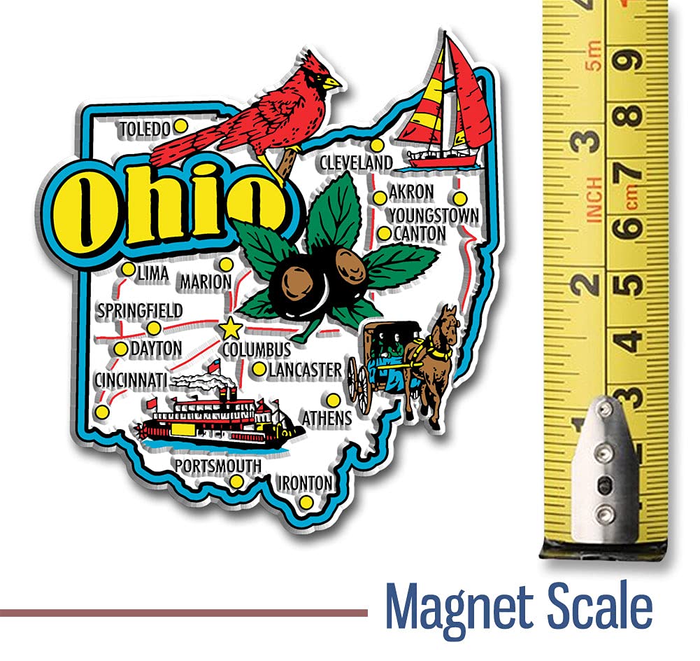 Ohio Jumbo State Magnet by Classic Magnets, 3.3" x 3.6", Collectible Souvenirs Made in The USA