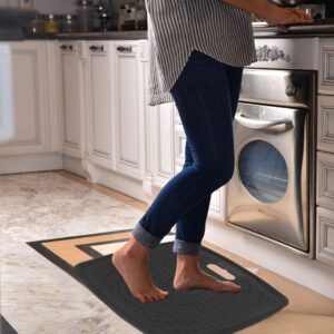 Ergohead Anti Fatigue Kitchen Floor Mat Comfort Standing Mat, Portable Office Standing Desk Mat, Multi-Purpose Kitchen Rug, Built-in Handle with Massage Points Comfort Floor Mat (Black, 17" x 22")