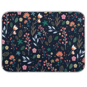 dish drying mat for kitchen counter colorful flowers black absorbent drying matt for dishes sink countertop 16'' x 18''