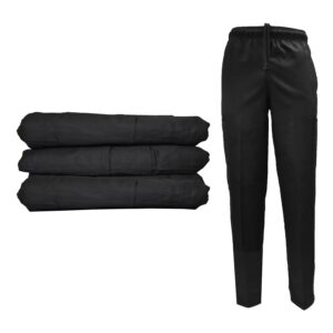 natural uniforms classic 6 pocket black chef pants with multi-pack quantities available (3, medium)
