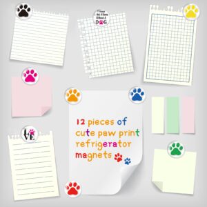 12 Pieces Glass Magnets for Fridge Paw Dog Love Decorative Magnets for Refrigerator Cute Colorful Funny Locker Magnets for Boys and Girls Classroom Kitchen Lock Glass