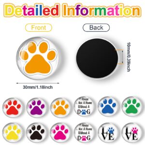 12 Pieces Glass Magnets for Fridge Paw Dog Love Decorative Magnets for Refrigerator Cute Colorful Funny Locker Magnets for Boys and Girls Classroom Kitchen Lock Glass