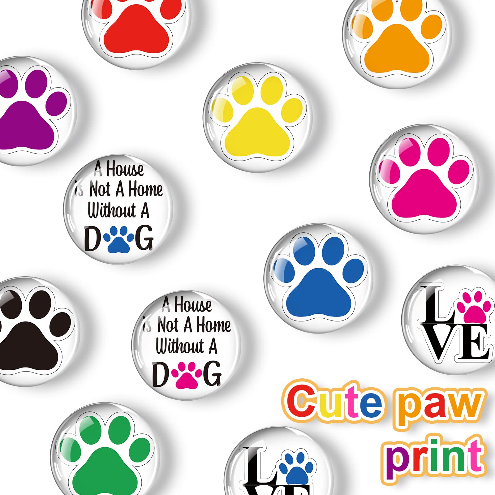 12 Pieces Glass Magnets for Fridge Paw Dog Love Decorative Magnets for Refrigerator Cute Colorful Funny Locker Magnets for Boys and Girls Classroom Kitchen Lock Glass