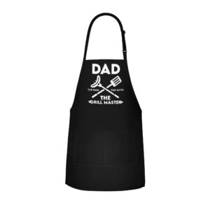 APRON DADDY Apron for Men - Dad The Man The Myth The Grill Master - Adjustable Large 1 Size Fits All - Poly/Cotton Apron with 2 Pockets - BBQ Gift Apron for Father, Husband, Chef