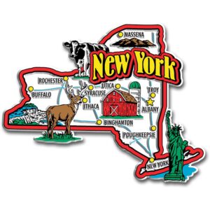 new york jumbo state magnet by classic magnets, 4.5" x 3.5", collectible souvenirs made in the usa