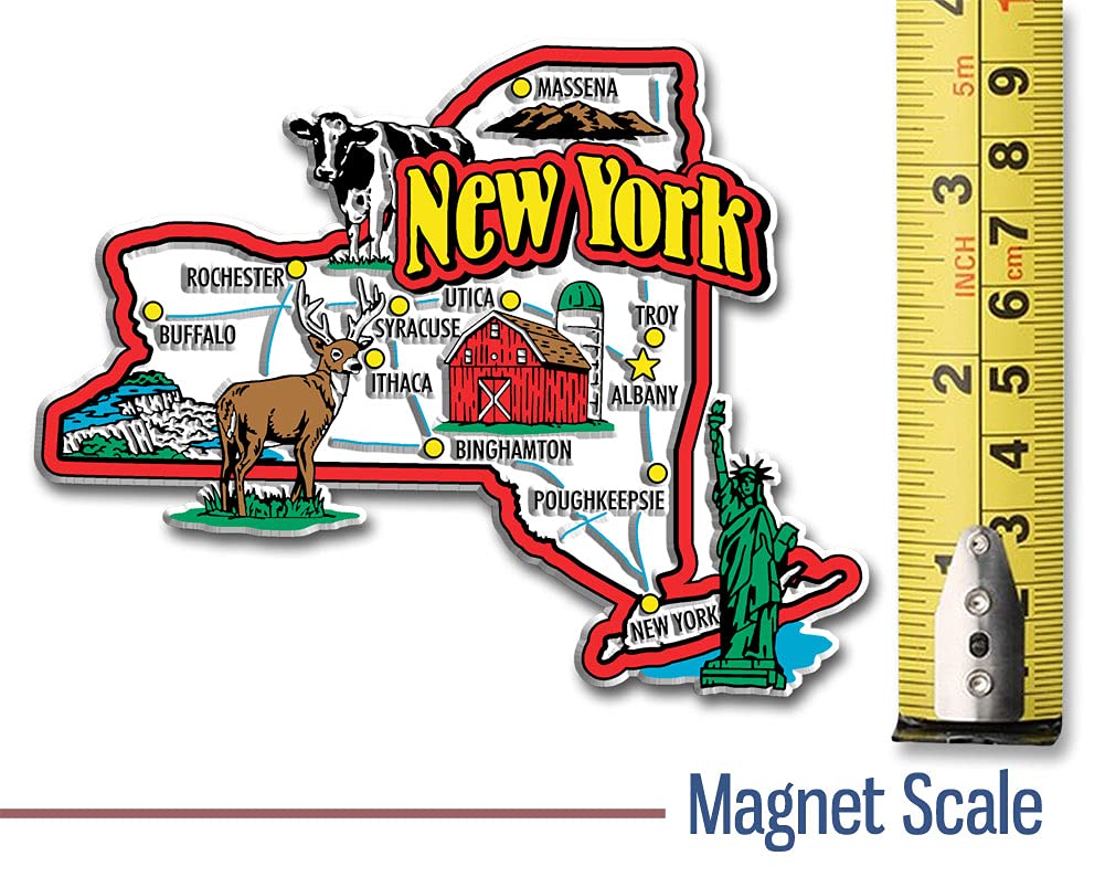 New York Jumbo State Magnet by Classic Magnets, 4.5" x 3.5", Collectible Souvenirs Made in The USA