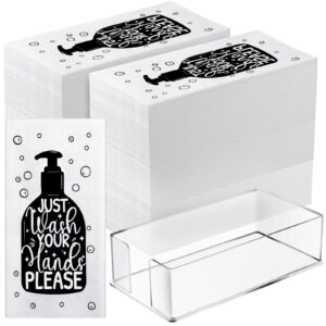 200 Packs Disposable Napkins and Acrylic Napkin Holder Disposable Hand Towels Paper Clear Guest Towel Napkin Holder Paper Hand Towel Holder for Bathroom Powder Room Guest Room Party Decorative Towel