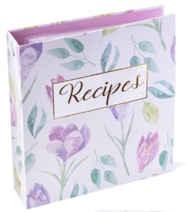 heart & berry recipe binder for recipe cards - lemon 8.5" x 9.5" recipe book binder with cards, dividers and plastic page protectors