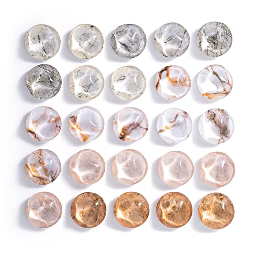 STARUBY 25 Pcs Fridge Magnets Marble Texture Refrigerator Magnets Cute Decorative Magnets Office Kitchen Magnets Glass Magnets Fridge Locker Magnets for Whiteboard,Dia 0.78 inch