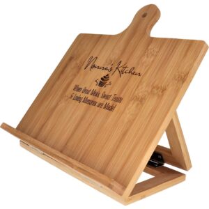 Nonna Gift Cookbook Stand Recipe Holder - Custom Engraved Bamboo Cutting Board Foldable Chef Easel Metal Hinges Kickstand iPad Tablet Compatible Christmas Birthday Kitchen Decor Design (10.25x10.25)