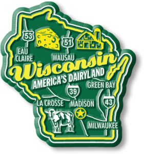 wisconsin premium state magnet by classic magnets, 2.3" x 2.5", collectible souvenirs made in the usa