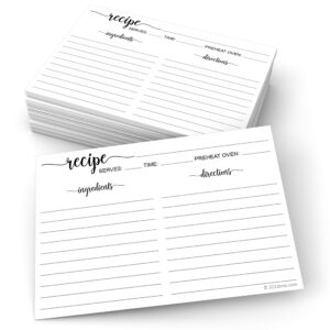 321done recipe cards (set of 50) 4x6 large white - black and white minimalist for weddings, bridal shower - double-sided - made in usa