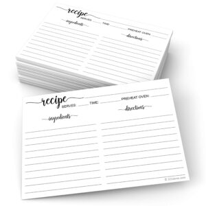 321Done Recipe Cards (Set of 50) 4x6 Large White - Black and White Minimalist for Weddings, Bridal Shower - Double-Sided - Made in USA