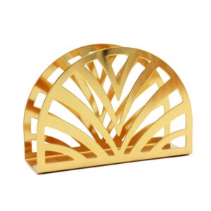 tstarer golden metal napkin holder, table napkin organizer for kitchen & picnic - small 5.1 w x 3.5 h x 1.5 d (semicircle)