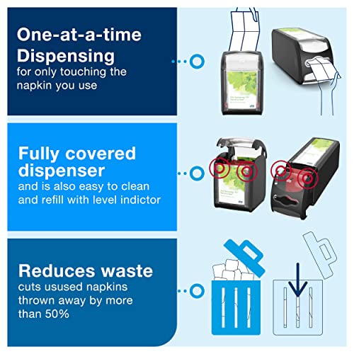 Tork Xpressnap Fit® Counter Napkin Dispenser Black N14, Signature Range, One-at-a-time Dispensing, 5.6" x 4.8" x 12.8", 7432000