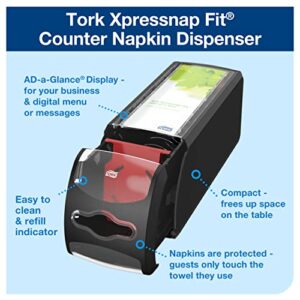 Tork Xpressnap Fit® Counter Napkin Dispenser Black N14, Signature Range, One-at-a-time Dispensing, 5.6" x 4.8" x 12.8", 7432000