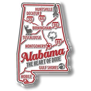 alabama premium state magnet by classic magnets, 1.8" x 2.8", collectible souvenirs made in the usa