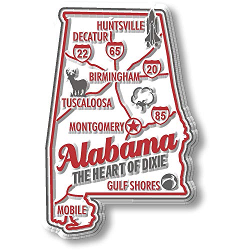 Alabama Premium State Magnet by Classic Magnets, 1.8" x 2.8", Collectible Souvenirs Made in The USA