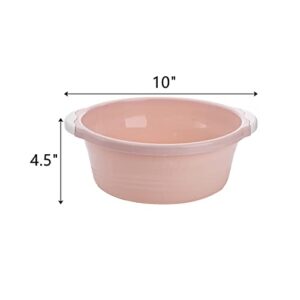 Dicunoy 6 Pack Plastic Wash Basin, Round Dish Tub, Stackable Wash Pan with Handle, 4 Quart Vegetable Fruit Dishpan for Small RV Sink, Kitchen, Outdoors, Bathroom, Laundry