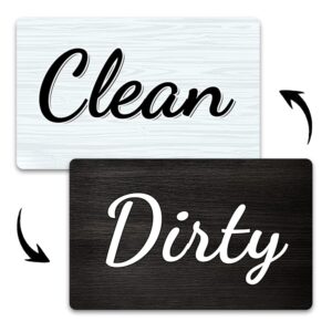 kiterest dishwasher magnet clean dirty sign,double sided magnet with magnetic plate,white & black kicthen indicator simple wood clean dirty magnet for dishwasher