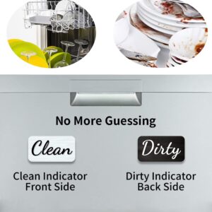 Kiterest Dishwasher Magnet Clean Dirty Sign,Double Sided Magnet with Magnetic Plate,White & Black Kicthen Indicator Simple Wood Clean Dirty Magnet for Dishwasher