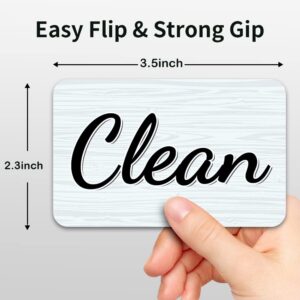 Kiterest Dishwasher Magnet Clean Dirty Sign,Double Sided Magnet with Magnetic Plate,White & Black Kicthen Indicator Simple Wood Clean Dirty Magnet for Dishwasher