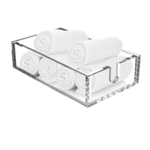 royal imports acrylic guest towel napkin holder, clear fancy paper hand napkin tray caddy storage for buffet, kitchen, dining, bathroom, party, 6"x10"x2.5"