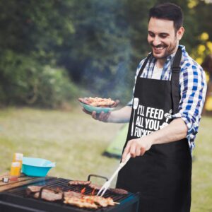 Funny Apron for Men&Women - Feed All You- Customized Apron Funny Gifts for Dad, Funny Cooking Grilling BBQ Chef Apron, Father's Day Gift, Christmas Gift for Boyfriend, Husband, Brother, Mom, Friend