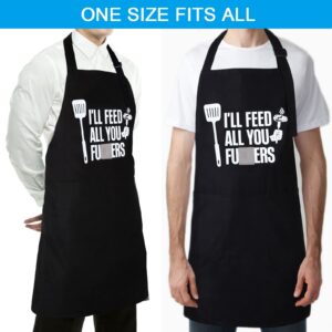 Funny Apron for Men&Women - Feed All You- Customized Apron Funny Gifts for Dad, Funny Cooking Grilling BBQ Chef Apron, Father's Day Gift, Christmas Gift for Boyfriend, Husband, Brother, Mom, Friend