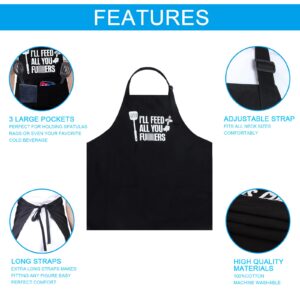 Funny Apron for Men&Women - Feed All You- Customized Apron Funny Gifts for Dad, Funny Cooking Grilling BBQ Chef Apron, Father's Day Gift, Christmas Gift for Boyfriend, Husband, Brother, Mom, Friend