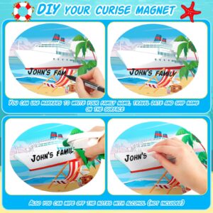 4 Pcs Cruise Door Magnets Vintage Palm Tree Vacation Cruise Door Magnet Stickers Magnetic Cruise Door Decorations with 2 Pcs Marker Pens for Cars Refrigerator Cruise (Summer Style)
