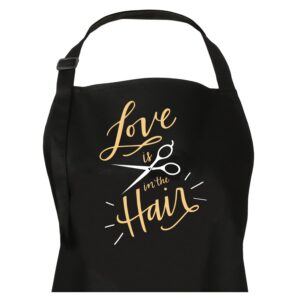 Plum Hill Love is in The Hair Stylist Apron for Hairdressers, Salons, Cosmetology, Black