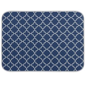 super absorbent dish drying mat microfiber fast-drying dish mat 24" x 18" kitchen dish drying pad watercolor cute navy blue moroccan mandala