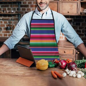 Cilouebghg Mexican Serape Designs Funny Design Apron Personalized Kitc Restaurant Pinafore with Neck Strap Chef Home Barber Kitchen Gardening