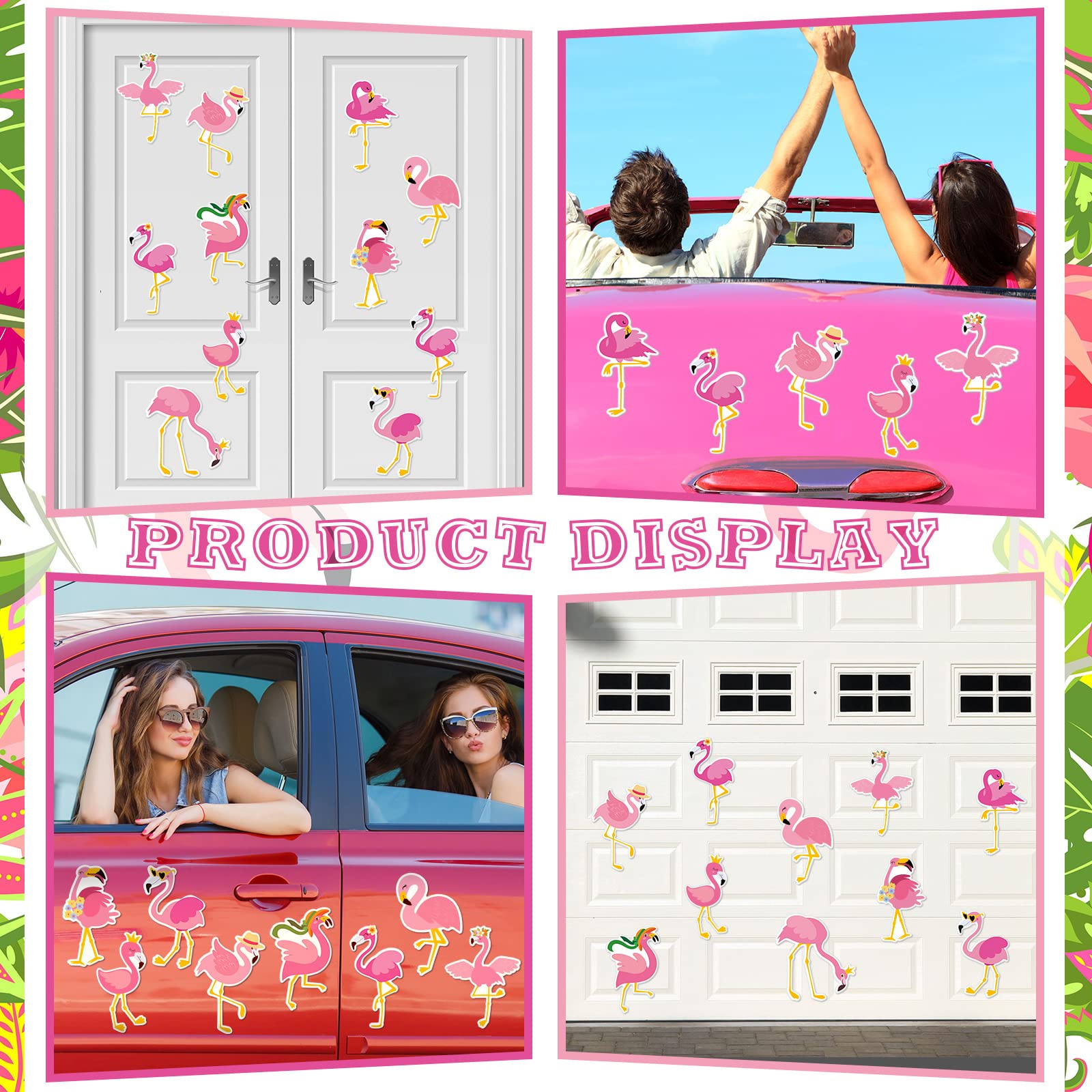 Geiserailie 10 Pieces Summer Flamingo Magnet Cute Cruise Door Magnets Pink Flamingo Fridge Sticker Magnetic Refrigerator Protector Car Decals for Kitchen School Office Whiteboard