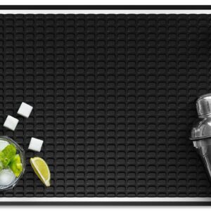 Brew Guru Durable Bar Mat for Spills. Non-Slip Spill Mat for Home Bar Decor 1-Pack Black 17.7" x 11.8" - Bar Mats for Countertop - Bar Accessories Mat for Kitchen Counter- Service Mat for Coffee
