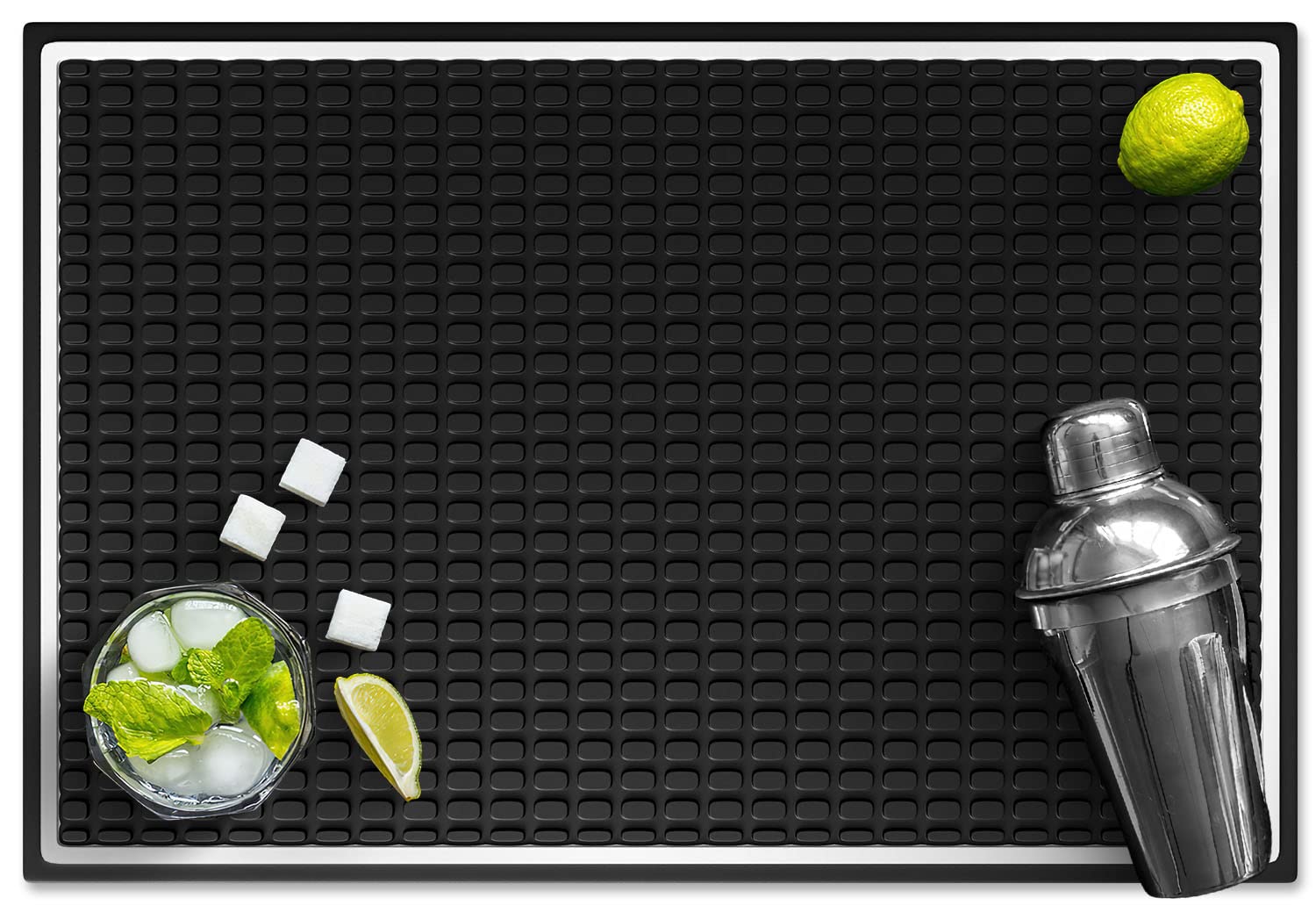 Brew Guru Durable Bar Mat for Spills. Non-Slip Spill Mat for Home Bar Decor 1-Pack Black 17.7" x 11.8" - Bar Mats for Countertop - Bar Accessories Mat for Kitchen Counter- Service Mat for Coffee