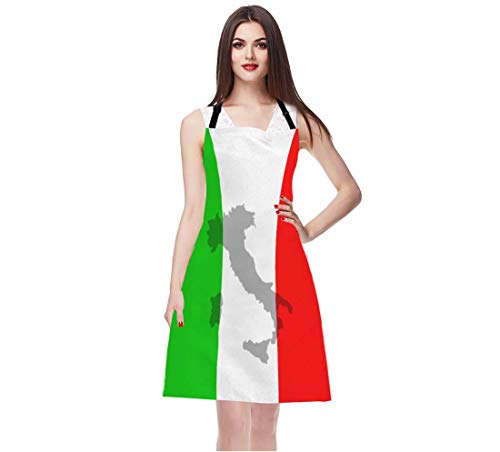 WONDERTIFY Italian Flag Apron,The Contour of Italian Territory Is Printed on The Flag Bib Apron with Adjustable Neck for Men Women,Suitable for Home Kitchen Cooking Waitress Chef Grill Bistro Apron