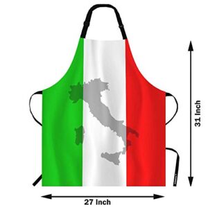 WONDERTIFY Italian Flag Apron,The Contour of Italian Territory Is Printed on The Flag Bib Apron with Adjustable Neck for Men Women,Suitable for Home Kitchen Cooking Waitress Chef Grill Bistro Apron