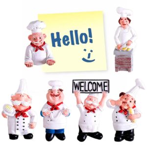 6 pack chef fridge magnet refrigerator magnets, italian french chef figurine statue home kitchen restaurant decorations 3d resin baker magnets wall decors