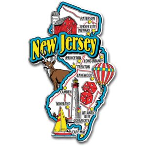 new jersey jumbo state magnet by classic magnets, 2.9" x 4.7", collectible souvenirs made in the usa