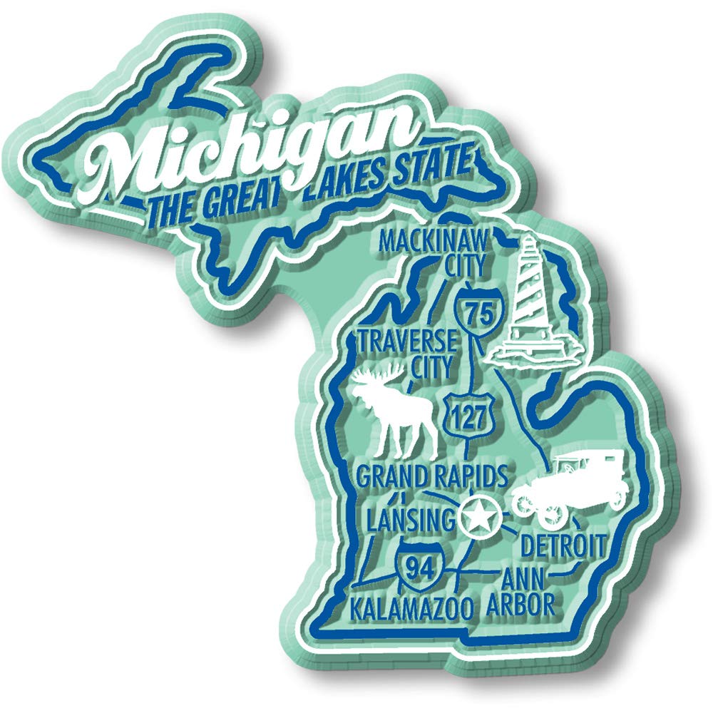 Michigan Premium State Magnet by Classic Magnets, 2.9" x 2.8", Collectible Souvenirs Made in The USA