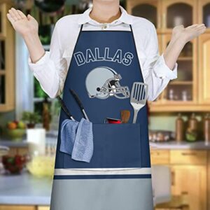 Football Fan Aprons for Men Women with 2 Pockets Cooking Kitchen Aprons, Funny Apron Gifts for Dad, Father