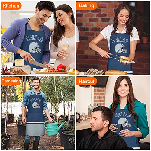 Football Fan Aprons for Men Women with 2 Pockets Cooking Kitchen Aprons, Funny Apron Gifts for Dad, Father