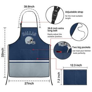 Football Fan Aprons for Men Women with 2 Pockets Cooking Kitchen Aprons, Funny Apron Gifts for Dad, Father