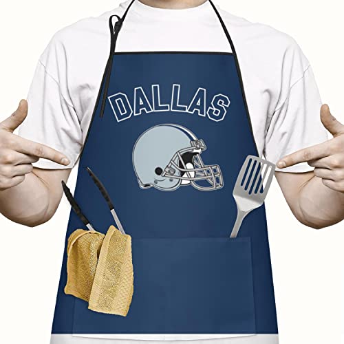 Football Fan Aprons for Men Women with 2 Pockets Cooking Kitchen Aprons, Funny Apron Gifts for Dad, Father