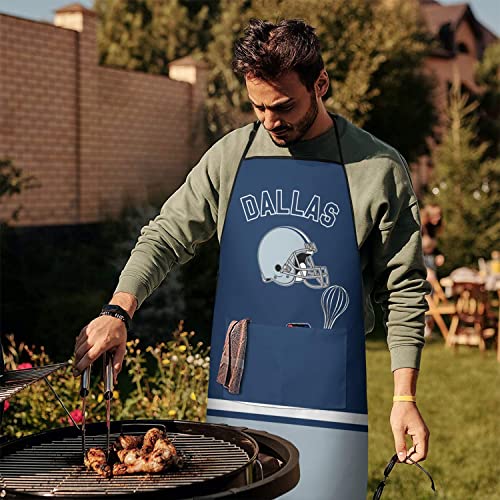 Football Fan Aprons for Men Women with 2 Pockets Cooking Kitchen Aprons, Funny Apron Gifts for Dad, Father